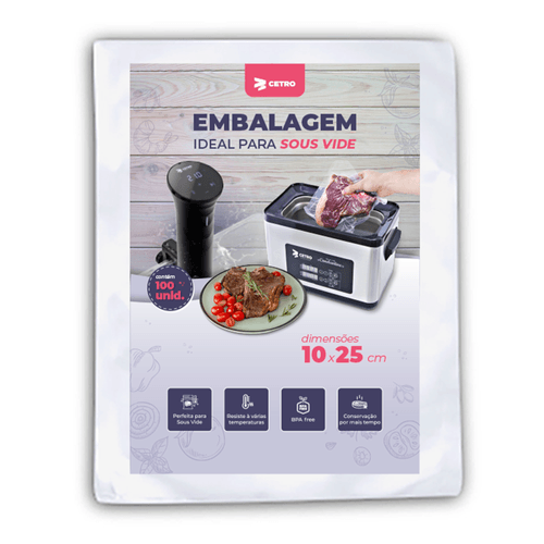 Embalagem Sous Vide 10x25 - 100 Unidades