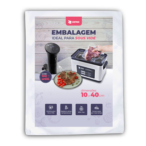 Embalagem Sous Vide 10x40 - 100 Unidades