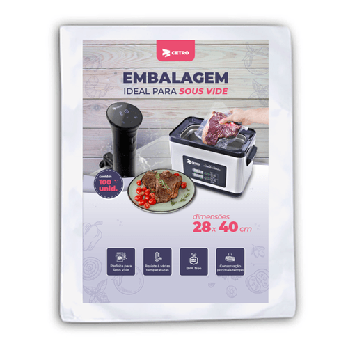 Embalagem Sous Vide 28x40 - 100 Unidades