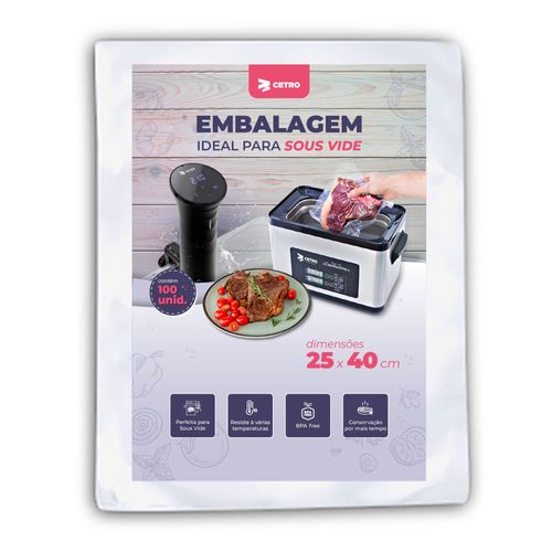 Embalagem Sous Vide 25x40 - 100 Unidades