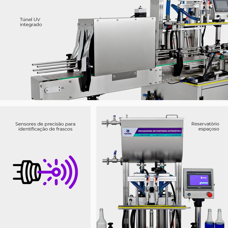 Envasadora-de-Pastosos-Automatica-100---1000ml-com-Dois-Bicos-e-Esterilizacao-UV-CAFM-P-1000-2N-UVT