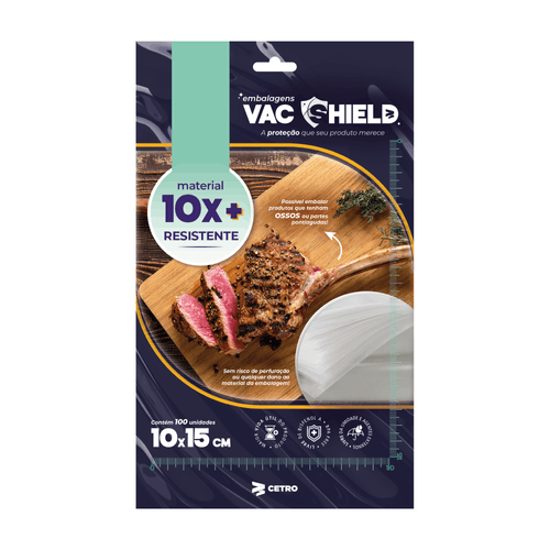 Embalagem a Vácuo VacShield Transparente 10 x 15 cm - 100 Unidades