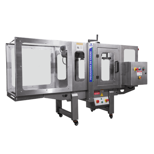 Fechadora de Caixas Semiautomática com Tração Inferior e Superior em Inox com NR12 CSSM BS6050 UC FPC SS T75