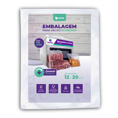 Embalagem a Vácuo Economic 12x20x0,08 - 100 Unidades