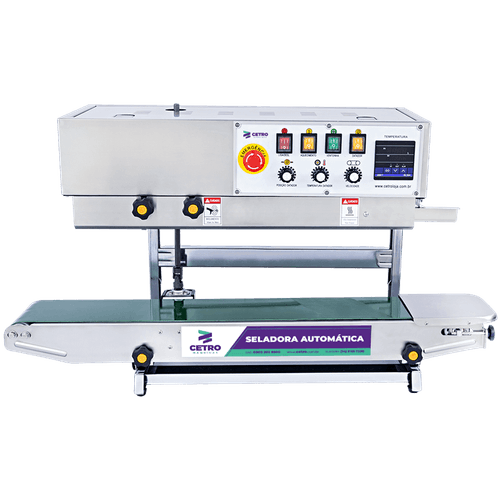 Seladora Automática Contínua Vertical e Horizontal em Inox 304 com Datador CASM 1000 SS304