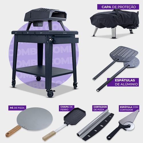 Forno de Pizza Nino CFBM PO-300 SV G com Mesa e Acessórios