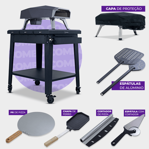 Forno de Pizza Nino CFBM PO-300 S G com Mesa e Acessórios