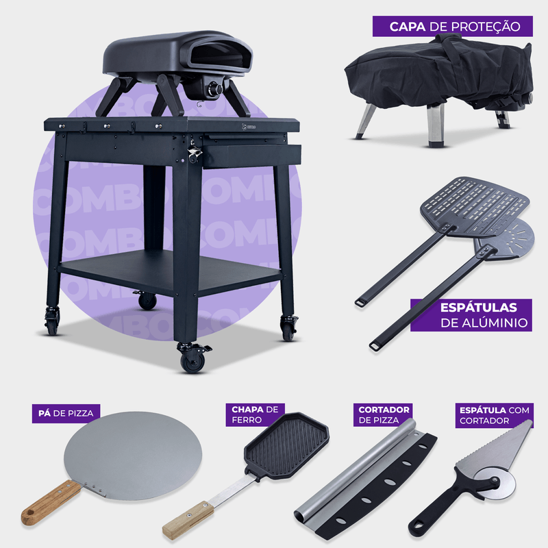 Forno de Pizza Nino a Gas com Pedra Quadrada CFBM PO-355 S G