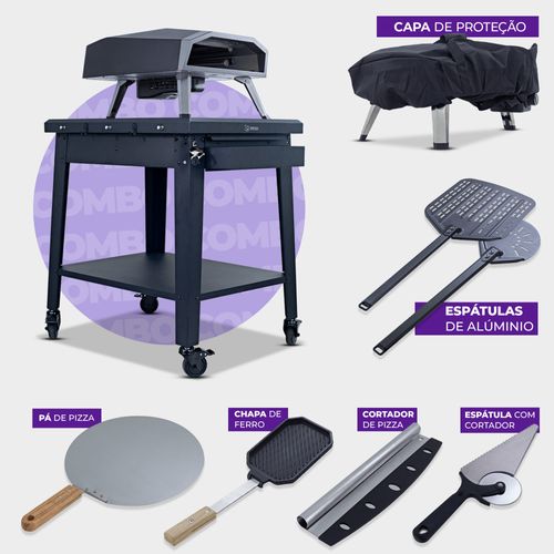 Forno de Pizza Nino CFBM PO-400 S G com Mesa e Acessórios