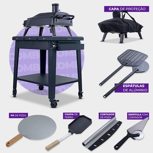 Forno de Pizza Nino CFBM PO-350 RC GP com Mesa e Acessórios