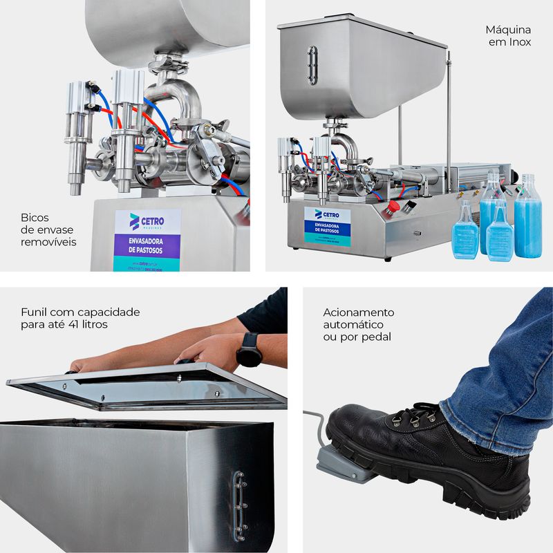 Envasadora de Produtos Pastosos 2 Bicos Cetro 100 - 1000ml - 1
