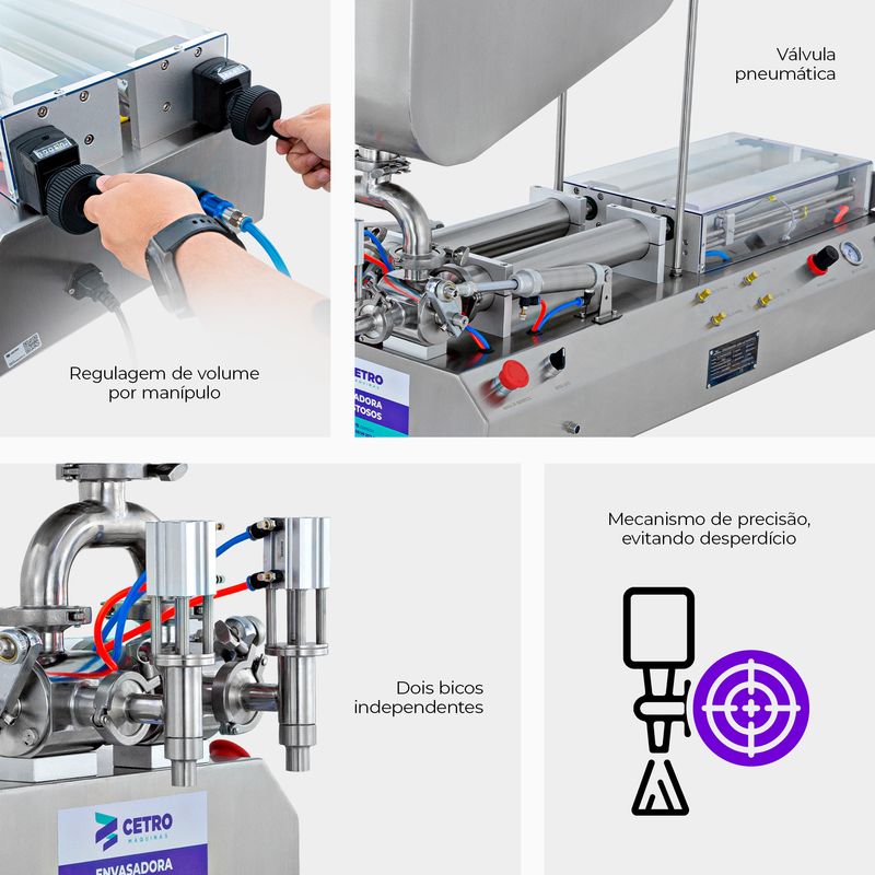 Envasadora de Produtos Pastosos 2 Bicos Cetro 100 - 1000ml - 2
