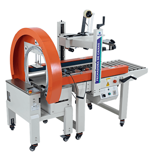 Fechadora de Caixas Semiautomática com Arco Aplicador de Fita Transversal e Tração Lateral CSSM BS-3040 CTW