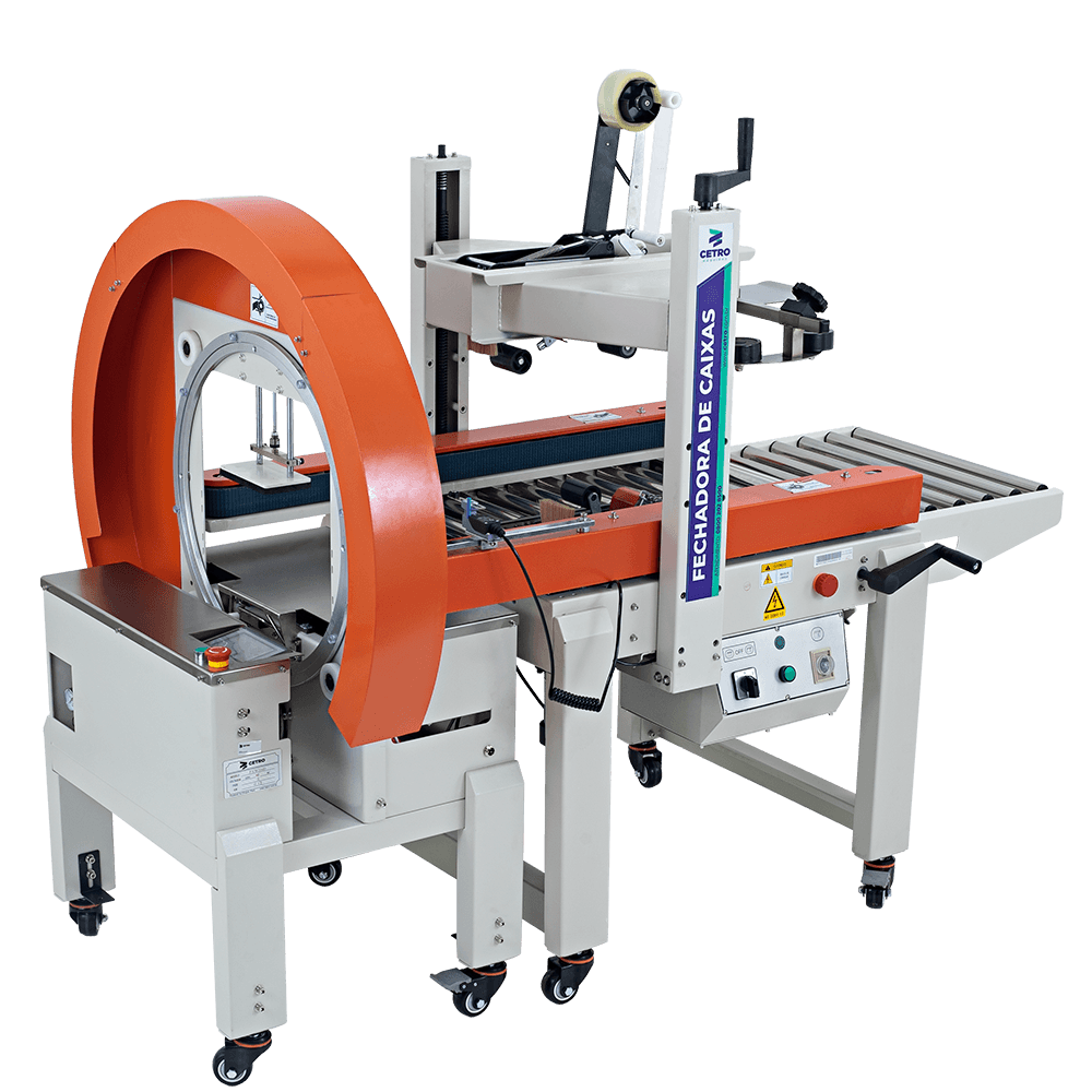 Fechadora de Caixas Semiautomática com Arco Aplicador de Fita