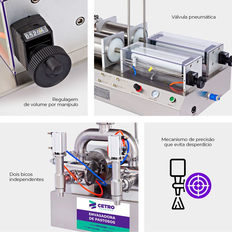 Envasadora de Produtos Pastosos 2 Bicos Cetro 1000 - 5000ml - 2