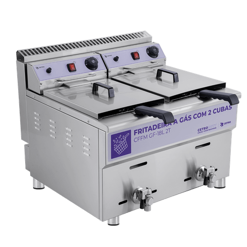 Fritadeira a Gás com 2 Cubas 18 Litros CFFM GF-18L 2T - Bivolt