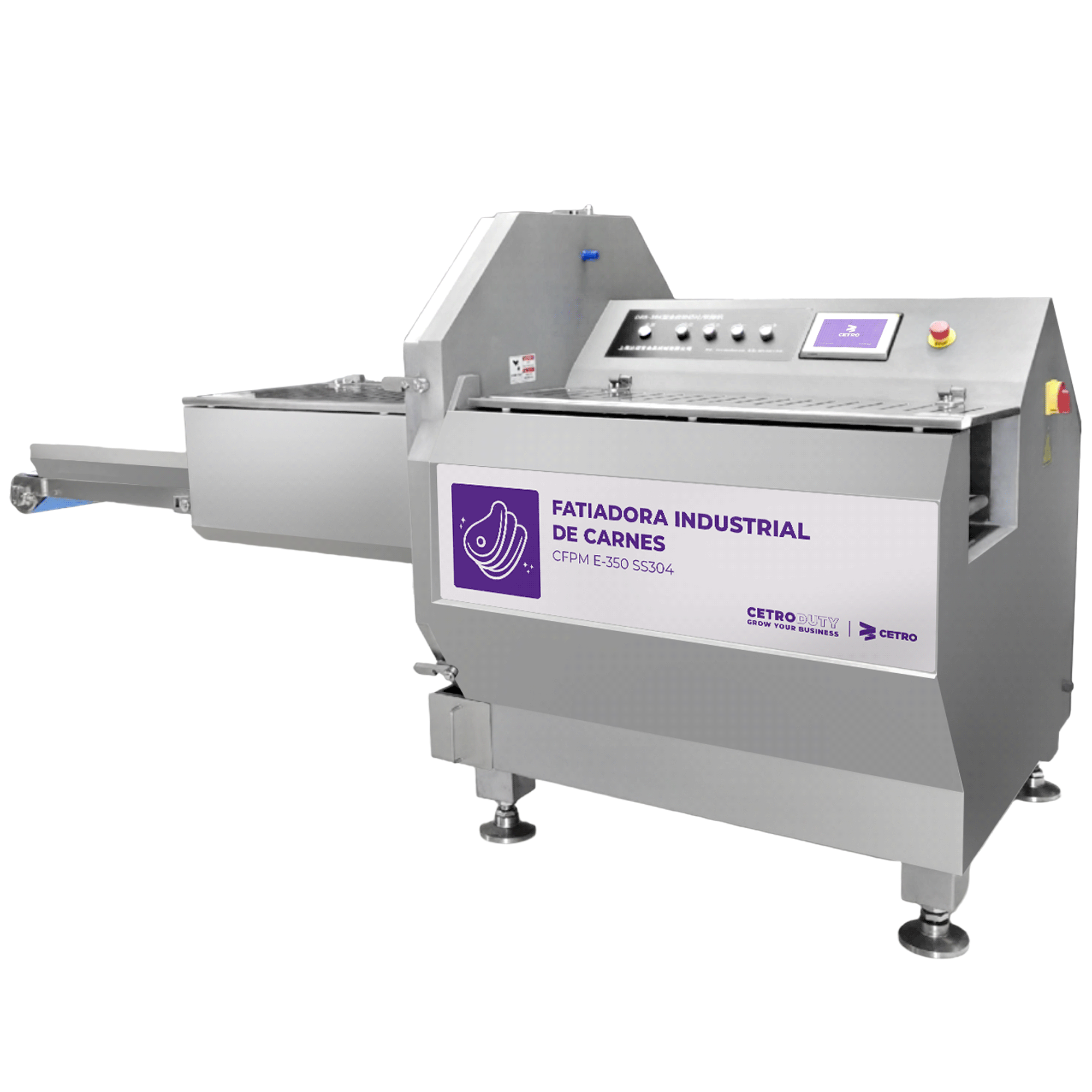 Fatiadora Industrial de Carnes 1-30 mm em Inox 304 com Esteira e Proteções CFPM E-350 SS304 - imagem 1