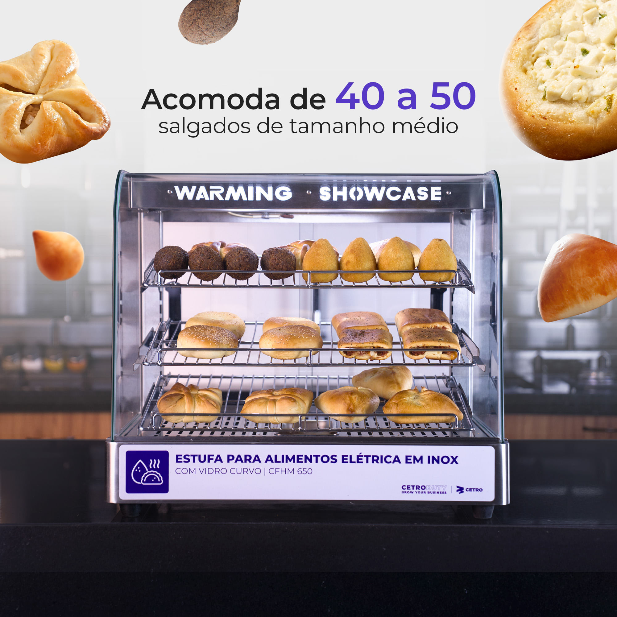 Estufa para Alimentos Elétrica em Inox com Vidro Curvo CFHM 650 - 110V ...
