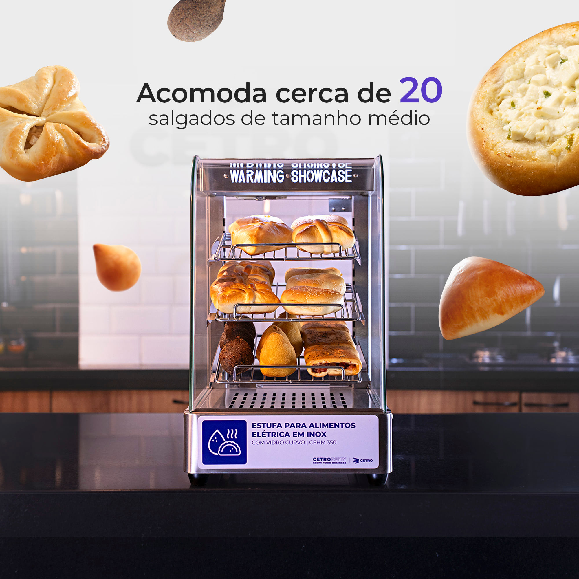 Estufa para Alimentos Elétrica em Inox com Vidro Curvo CFHM 350 - 110V ...